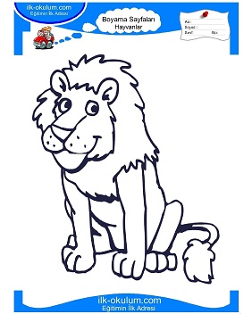 Çocuklar İçin Aslan Boyama Sayfaları 